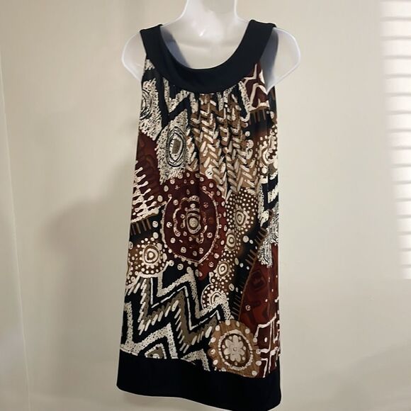 Ronni Nicole sleeveless brown abstract dress. Size 6 S small - Picture 5 of 8
